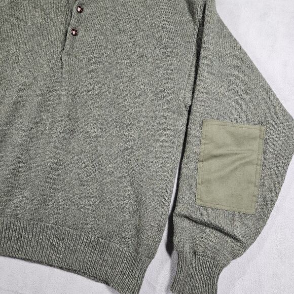 Vintage Cabelas Sweater Mens L XCR Wool Pullover Green Elbow Patch Lined Hunting - Picture 3 of 11